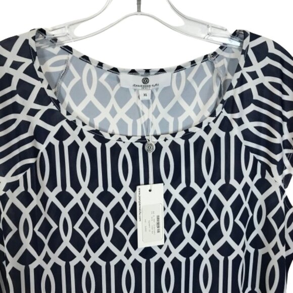 NWT Women Size XL Jean-Pierre Klifa Paris Lily Sheath Dress in Celtic Navy White - Picture 2 of 4